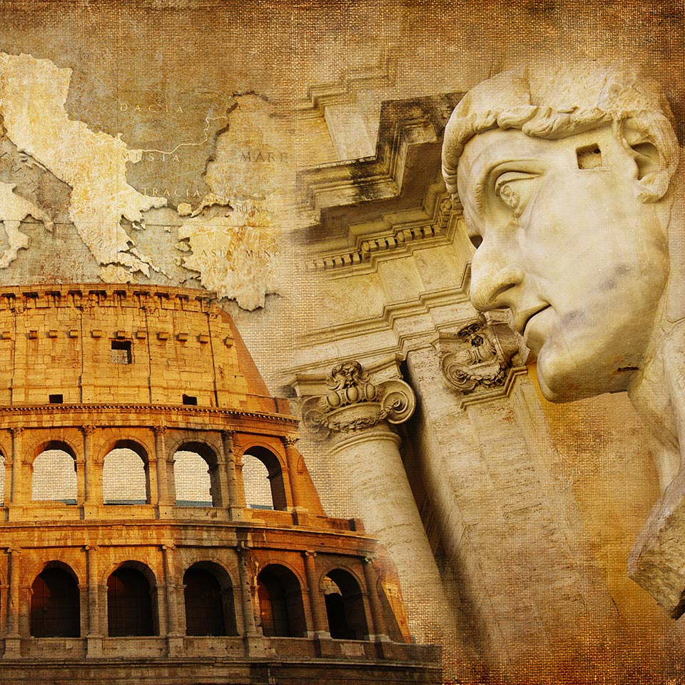 Collage of images of the Roman empire.
